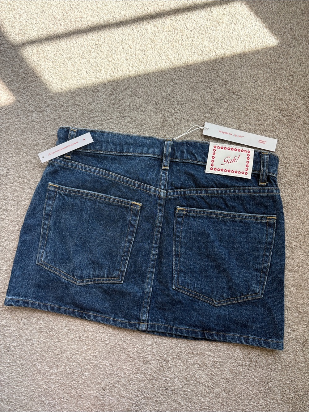 Lisa Says Gah Dark Blue Denim Mini Skirt with Front Tie - Picture 4 of 5